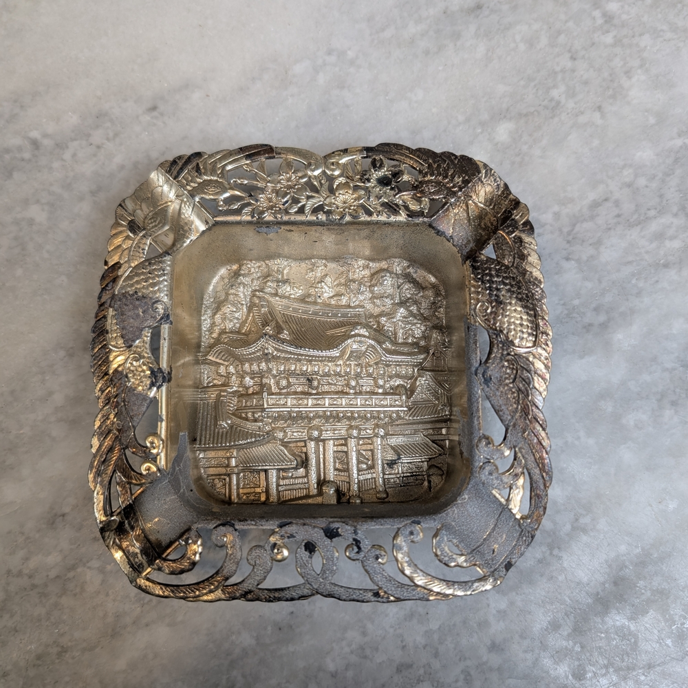 Antique Silver Plated Ashtray from Occupied Japan